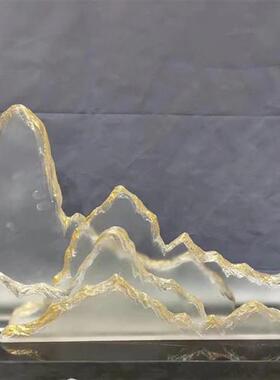 透明树脂铂晶水晶雕塑假山摆件高档酒店会所售楼处玄关装饰品定制