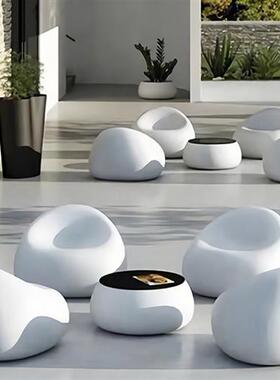 玻璃钢鲸鱼座椅雕塑小区商场公园售楼部装饰卡通蘑菇桌椅摆件造景