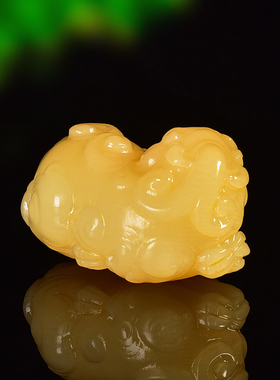 纯天然昆仑黄玉貔貅手把件招财摆件文玩把玩件古玩皮丘玉石手把件