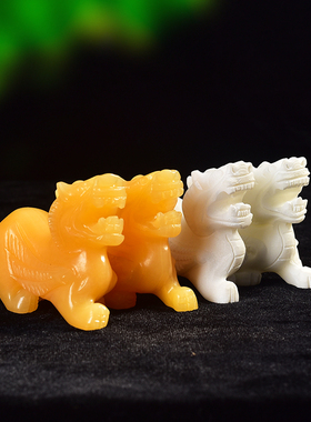 天然黄玉貔貅摆件风水家居装饰品客厅办公室白玉貔貅招财装饰品
