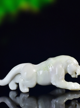 书房毛笔支架摆件高档蓝田玉老虎玉石精致大气简约玉石老虎笔搁