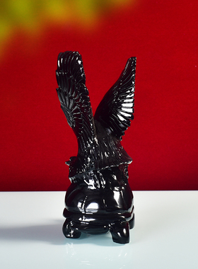 黑曜石老鹰乌龟摆件实木大展宏图