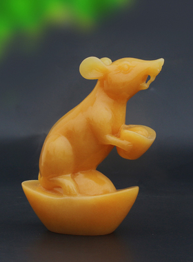 天然米黄玉十二生肖摆件