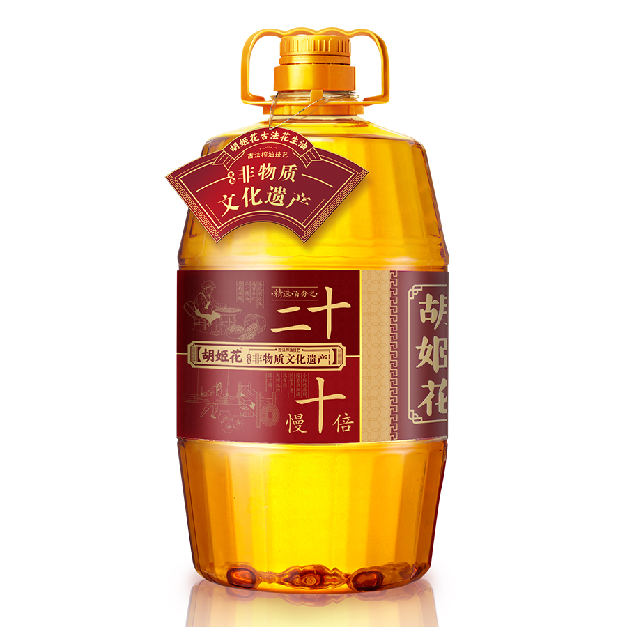 胡姬花古法小榨花生油5.436L食用油一级压榨大桶囤货装