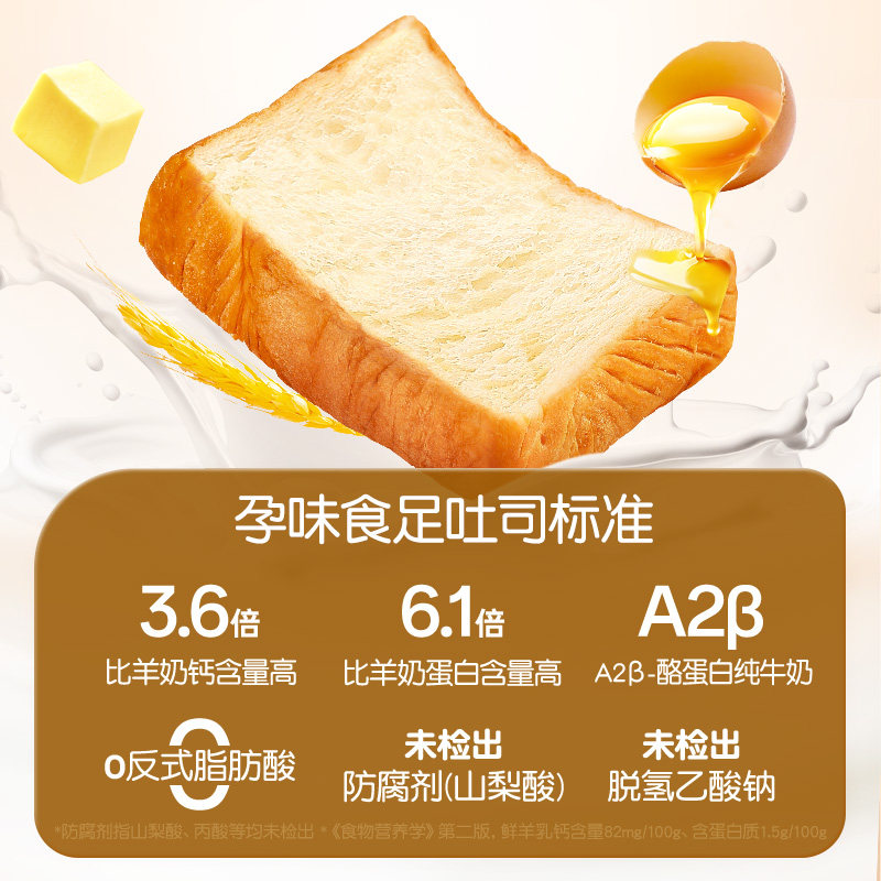 孕味食足孕妇可以吃的高钙纯牛奶厚切吐司面包健康饱腹营养代早餐