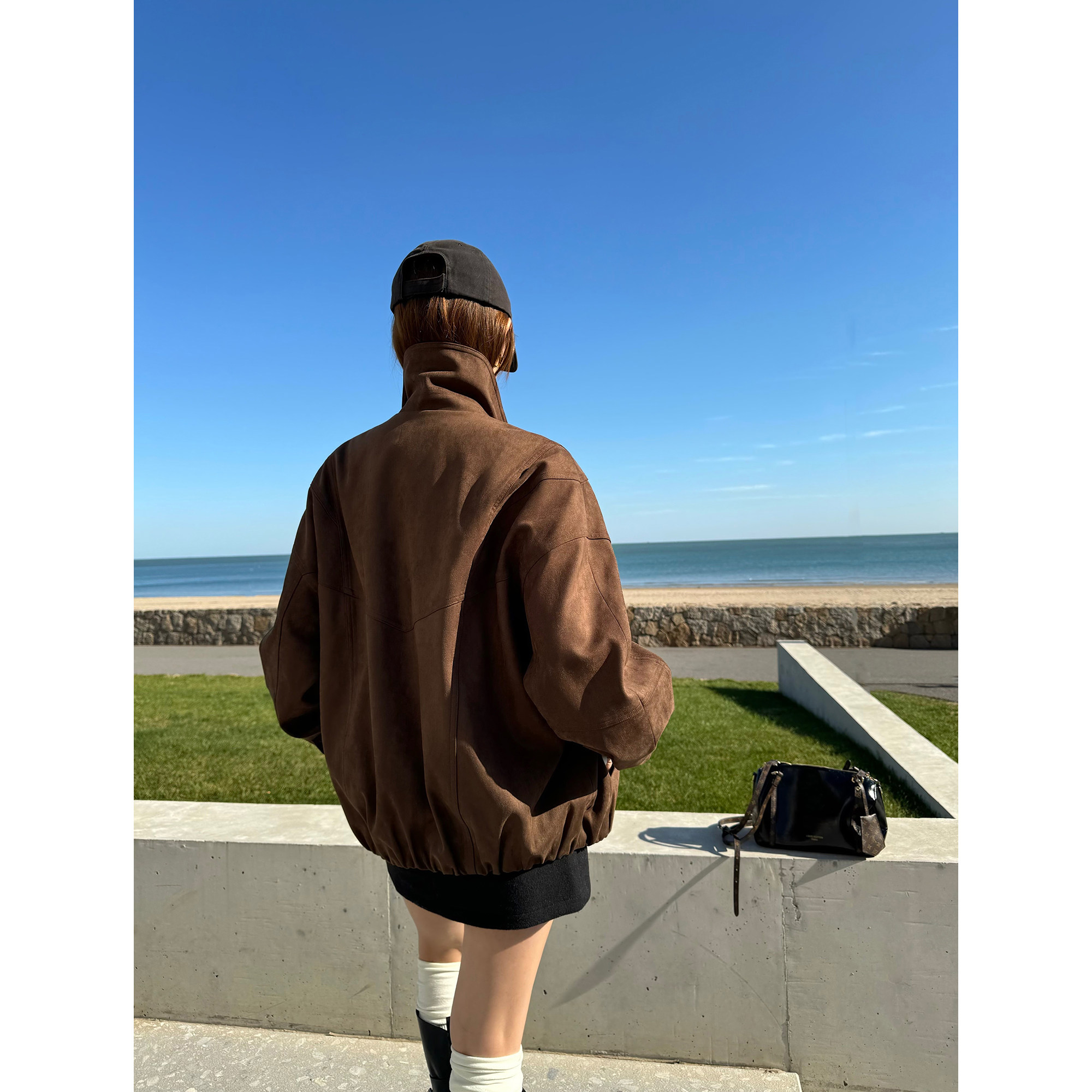 NEVA HU【现货7折】复古麂皮绒翻领外套女高级感皮衣廓形宽松夹克,淘宝优惠券,粉丝福利购,淘宝优惠卷