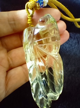 天然黄水晶吊坠男女款挂坠 一鸣惊人吊牌挂件平安牌项链全净