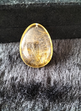 金发晶吊坠男女无事牌 天然发晶钛晶吊牌挂件水滴平安牌项链全净