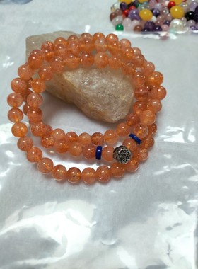 珍藏级玫瑰金天然金草莓晶手链女超七草莓晶手串单珠散珠多圈水晶