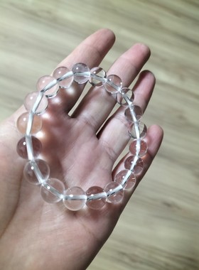 纯天然白水晶手链正品5A白水晶饰品男女情侣款手串 学生闺蜜礼物