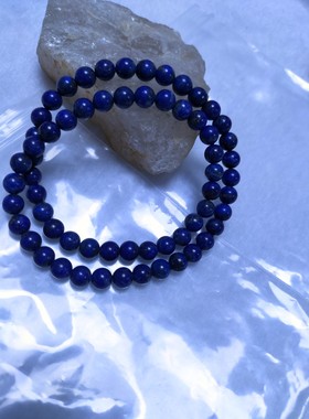 天然阿富汗青金帝王石手链男女款青金石手串2圈水晶手串情侣饰品