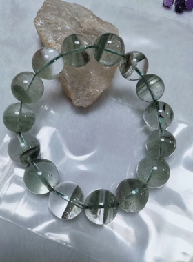 收藏级天然绿幽灵手链女聚宝盆绿幽灵 男女款  净体透亮