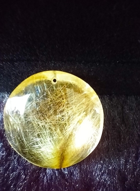 金发晶吊坠男女无事牌 天然发晶钛晶吊牌挂件水滴平安牌项链全净