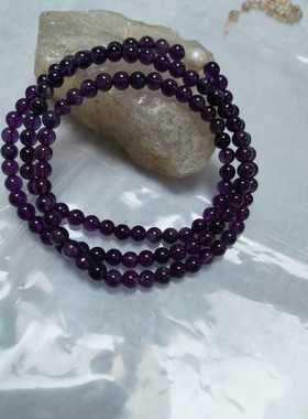 正品巴西天然紫水晶手链女乌拉圭紫罗兰水晶手串男首饰闺蜜礼物