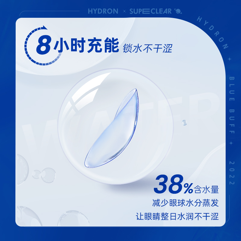 海昌官方旗舰店蓝buff隐形近视眼镜月抛盒6片水凝胶透明官网正品 - 图3