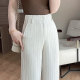 ແບບເງິນເກົ່າ Tencel linen ກາງເກງຂາກວ້າງສໍາລັບແມ່ຍິງ summer ບາງໆ trousers ແອວສູງຊັ້ນ mopping ບາດເຈັບແລະ drape striped pants