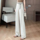 ແບບເງິນເກົ່າ Tencel linen ກາງເກງຂາກວ້າງສໍາລັບແມ່ຍິງ summer ບາງໆ trousers ແອວສູງຊັ້ນ mopping ບາດເຈັບແລະ drape striped pants