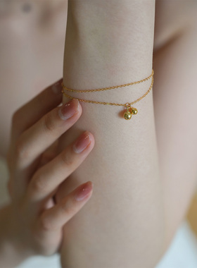14K包金简约铃铛双层手链