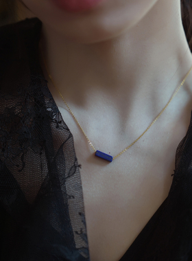 手工小众天然青金石14k包金项链