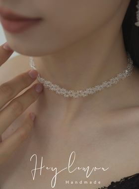 温柔不撞款手工编织水晶choker
