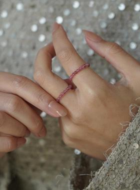 碧玺甜蜜粉色弹力戒指