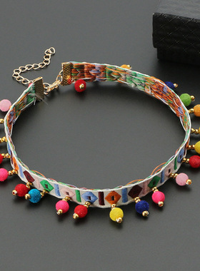 云南旅游度假流苏吊坠锁骨颈链