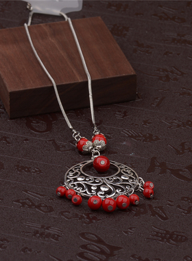 手作复古民族风西藏女流苏项链女