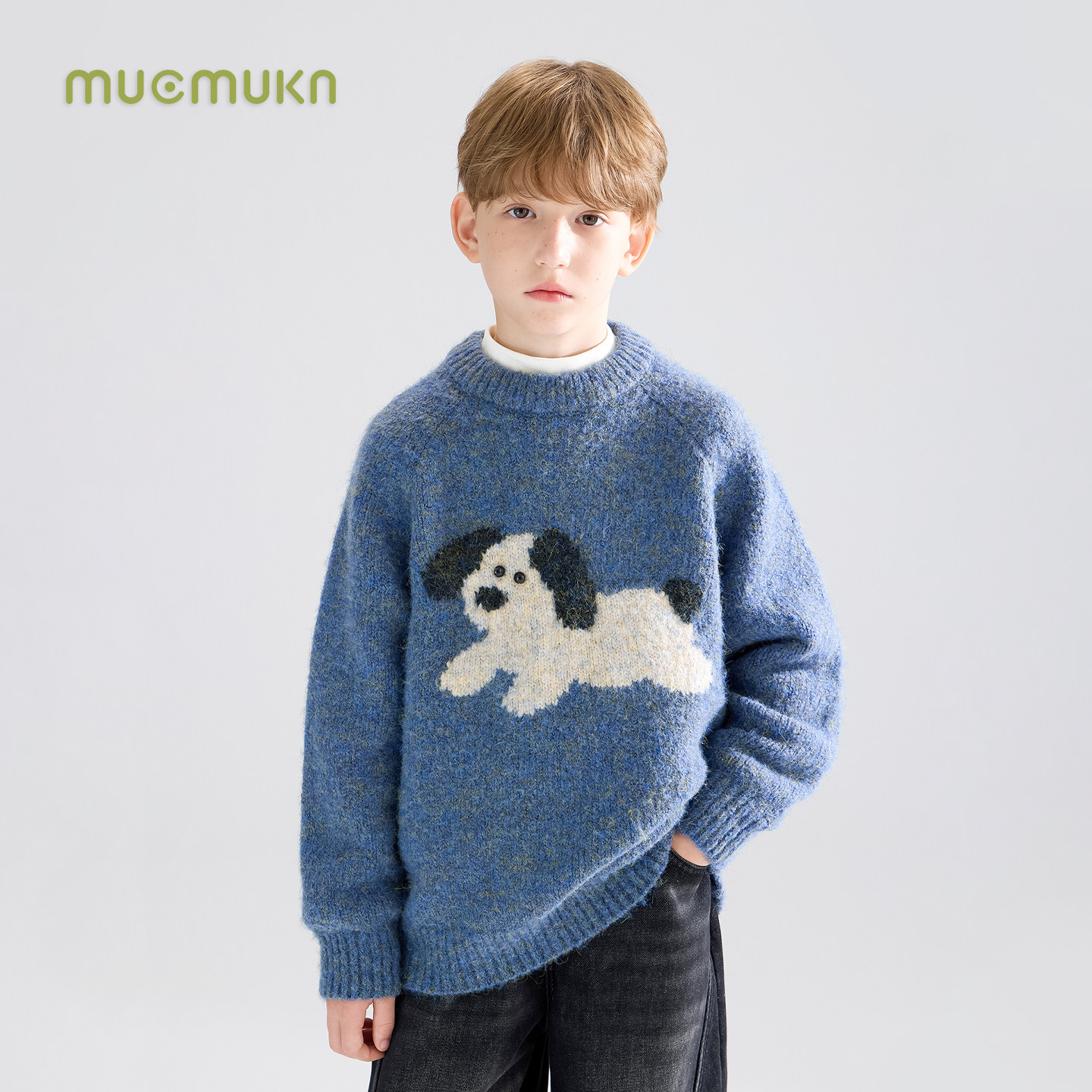 MUCMUKN【奔跑小狗】渐变彩丝提花毛衣针织衫保暖蓬松男女童冬新,淘宝优惠券,粉丝福利购,淘宝优惠卷