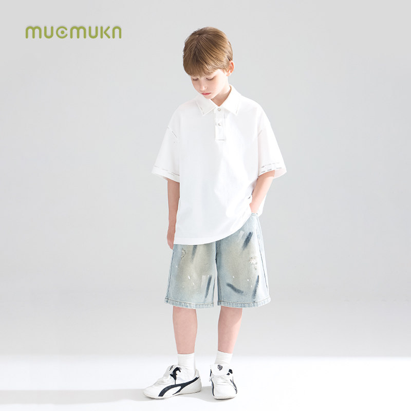 【银灰拓本】sorona黑科技凉感抑菌 潮牌涂鸦polo短袖T恤男童,淘宝优惠券,粉丝福利购,淘宝优惠卷