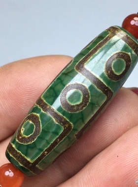 藏族真品绿色九眼天珠玛瑙玉髓项链吊坠配饰包邮民族风男女款包邮