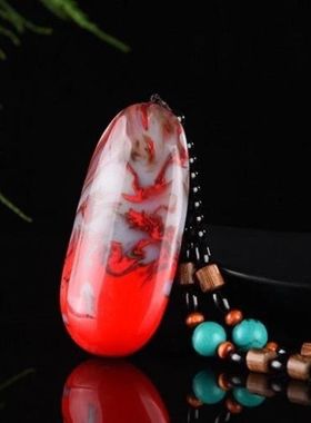 原石玉手把件男士鸡血玉手把件色把玩件红玉把件琉璃工艺品
