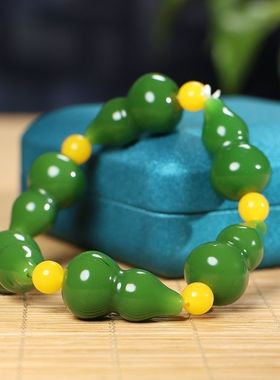 天然和田玉葫芦手链男女款碧玉手串玉坠玉石项链珠宝山料男女款