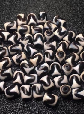 天然虎牙天珠配饰藏式虎牙天珠diy配饰珠宝文玩手串隔珠佩珠散珠