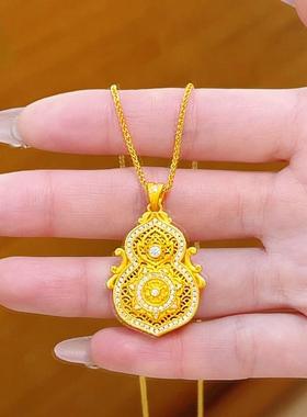 金店同款人生四美点钻花丝莲花葫芦锁骨链吊坠福禄吉祥新中式项链