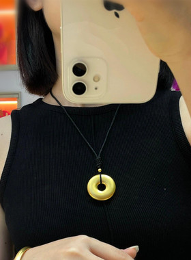 足金999黄金古法平安扣吊坠包银