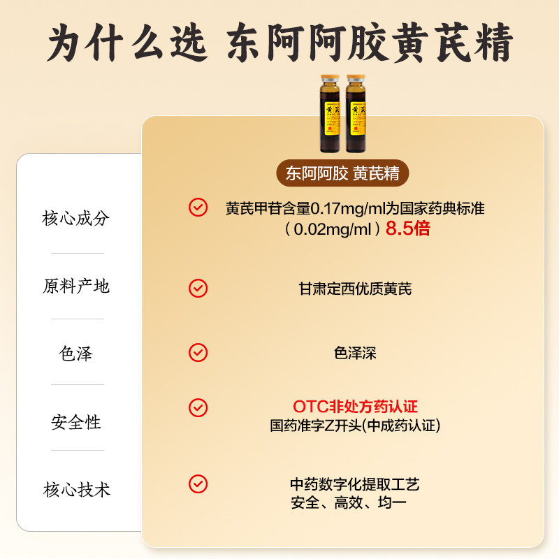 黄芪精口服液补气血不足固本止汗母亲节礼物阿胶官方旗舰店正品