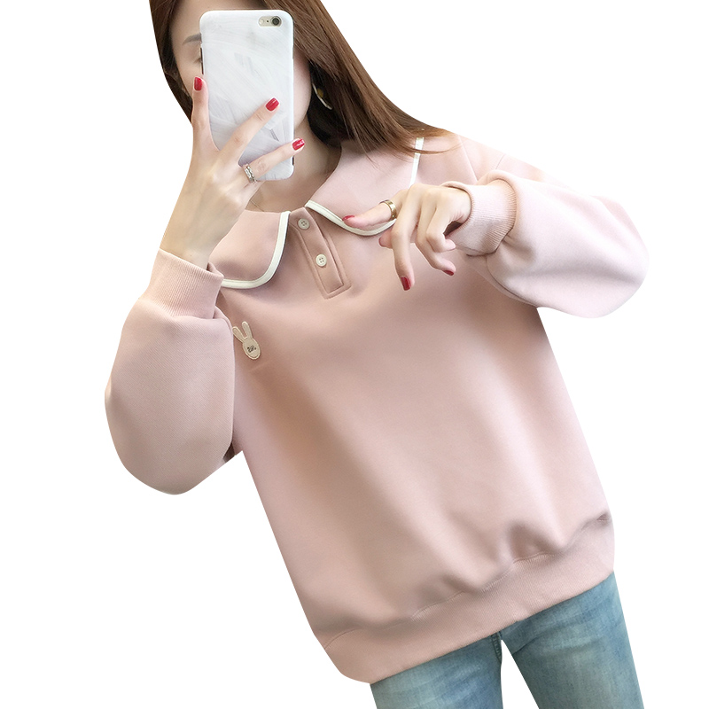 春秋季一体绒加绒卫衣女2025新款宽松加厚秋冬娃娃领短款外套上衣