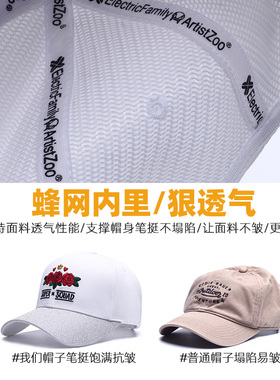 白色透气大圆脸宽檐棒球帽