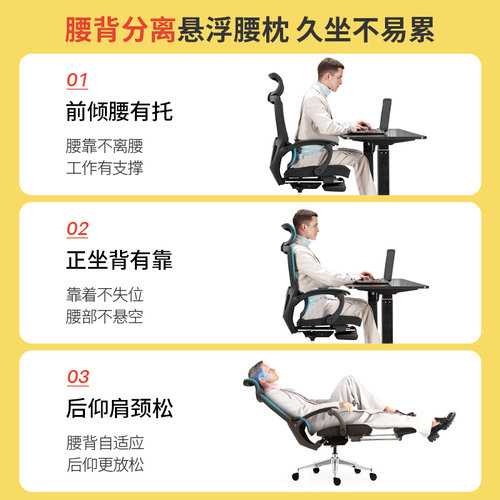 歌德利GF88午休椅可躺人体工学椅家用久坐舒适办公转椅电脑椅子 - 图1