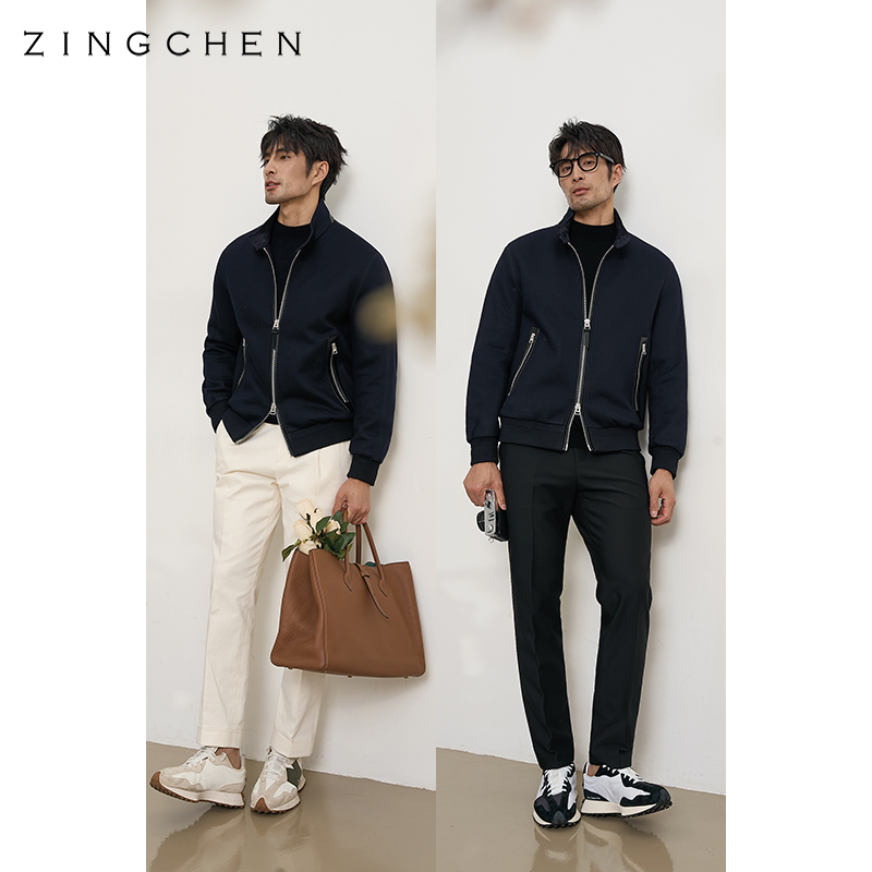 【高定生产线制】ZINGCHEN羊毛拼皮G9夹克外套男 秋冬保暖夹棉服