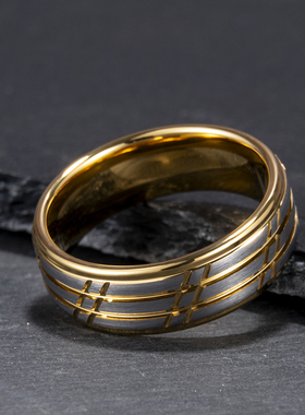 钨钢戒指男款简约时尚个性潮人
