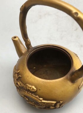 龙凤壶 提梁壶铜壶酒壶水壶小号壶 龙凤酒壶客厅 古玩复古