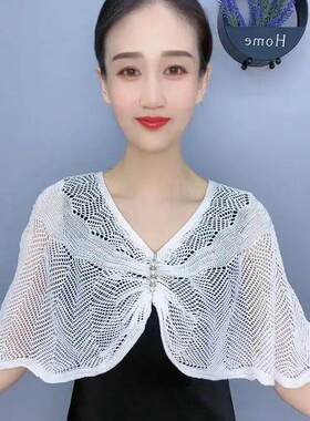空调房披肩冰丝坎肩针织护颈防晒气质潮贵妇披肩时尚保暖套头百搭