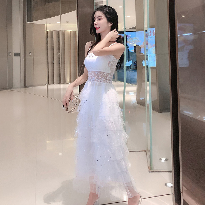 夜店长款蓬蓬蕾丝夏季气质连衣裙 陌鲨连衣裙