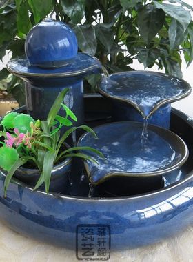 陶瓷工艺品喷泉招财摆件加湿器