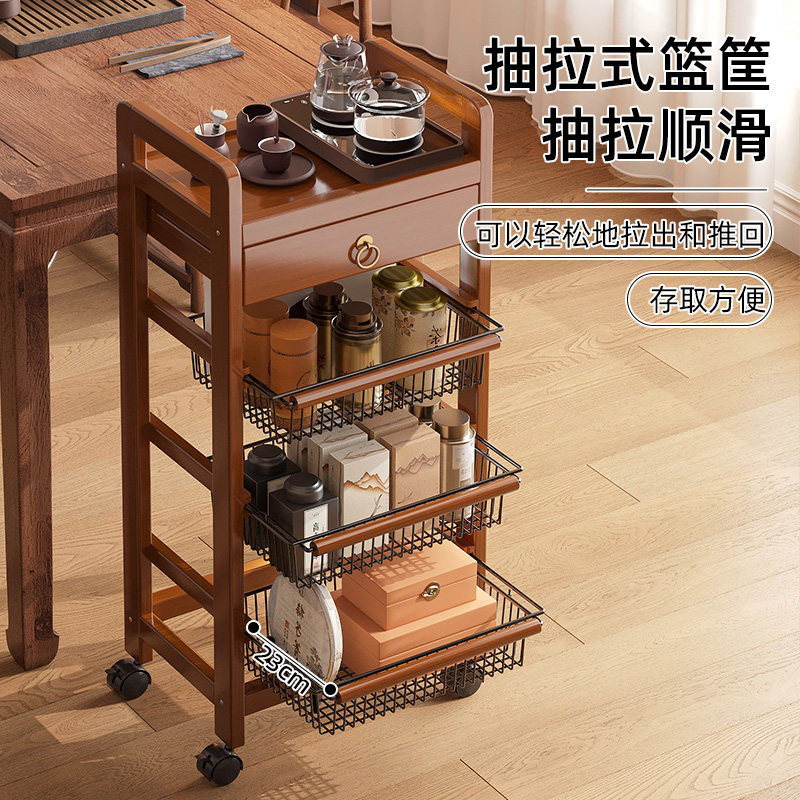 中古风可移动小推车置物架茶几客厅沙发边几床头卧室零食收纳架子,淘宝优惠券,粉丝福利购,淘宝优惠卷