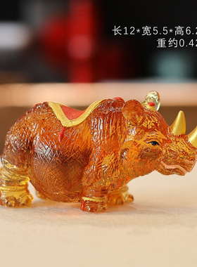 琉璃犀牛摆件办公室桌面立体招财风水镇宅现代新中式礼品创意装饰