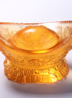 琉璃金元宝摆件聚宝盆招财进宝家居客厅装饰品店铺开业乔迁礼品