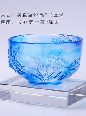 琉璃金玉满堂鱼碗摆件招财工艺品中式创意生日礼品送老外伴手礼物