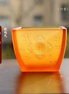 琉璃百禄盈方聚宝盆招财米斗聚宝盆吸财元宝中式客厅摆放工艺品